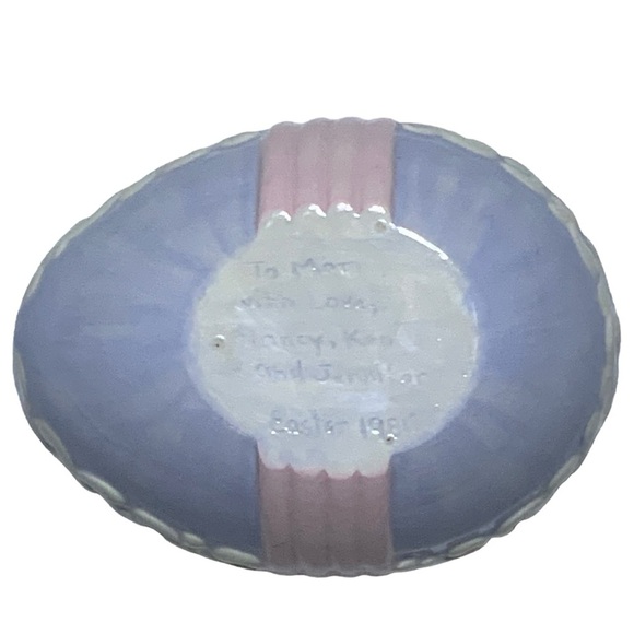 Vintage Hand Painted Easter Egg Candy Dish Trinket Dish Jar Functional Art 1981 - Picture 9 of 16